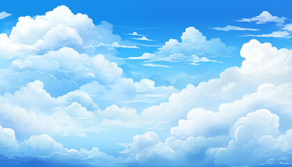 Blue sky and white clouds. - obrazy, fototapety, plakaty