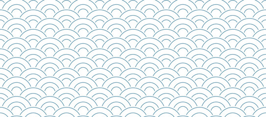 Geometric fabric fish scales seamless pattern on background. geometric fish scales Seigaiha. for vector fish scale Seigaiha pattern fashion fabric design. carpet, wallpaper, clothing, wrapping, fabric