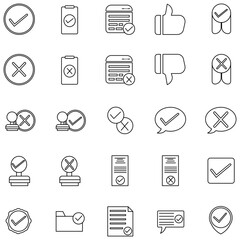 Approved and Rejected Icon in Line Style