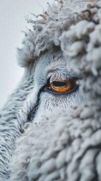 Macro photography of a sheep eyes