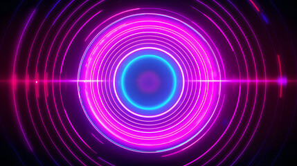 Digital circular neon light abstract graphic poster web page PPT background
