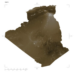 Algeria shape isolated on white. Sepia elevation map © zelwanka