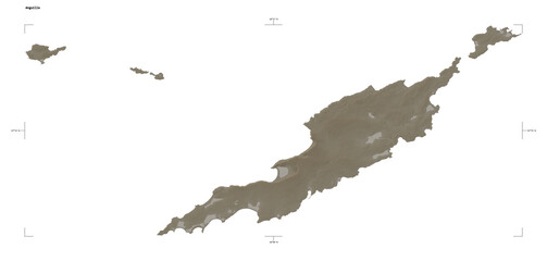 Anguilla shape isolated on white. Sepia elevation map