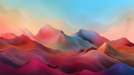 Zelfklevend Fotobehang Digital rainbow wavy mountains abstract graphic poster web page PPT background © JINYIN