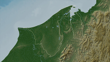 Brunei outlined. Pale elevation map © zelwanka