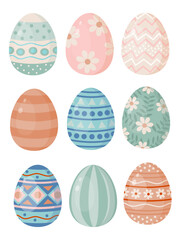 Vector cartoon set with Easter eggs