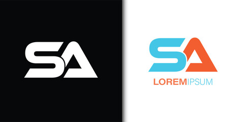 S A Logo. SA Letter Design Vector with Orange Color. - obrazy, fototapety, plakaty