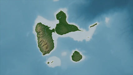 Guadeloupe outlined. Pale elevation map © zelwanka