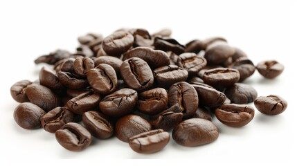 White background with isolated coffee beans