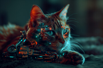 Cats Overcome Injuries with Cutting-Edge Technology - obrazy, fototapety, plakaty