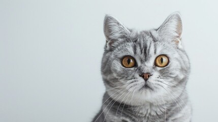 Cute cat on white background with space for text.
