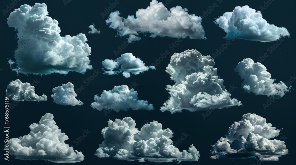 Poster clouds isolated over black. design elements.