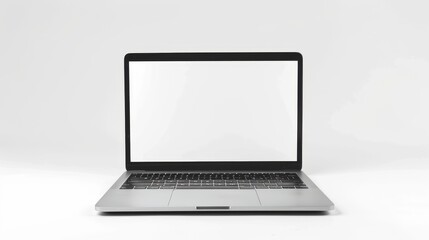 On white, there is a blank screen on a laptop