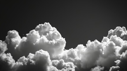 Black background with white clouds isolated on top