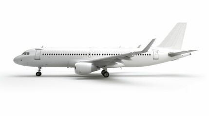 White background with an isolated passenger airplane
