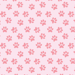 Whimsical Paw Prints: Dark Pink on Light Pink Background.  Perfect for animal-related projects, this delightful design adds a touch of warmth and affection to your creations