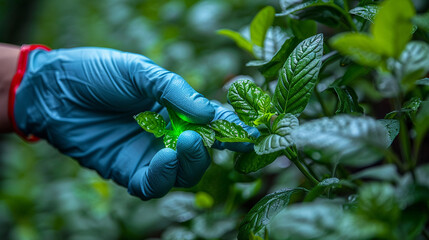 Laboratory farming innovation robot arms nurturing green plants