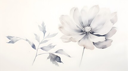 Minimalist Watercolor Floral Bloom Showcasing Harmonious Elegance in Restrained Composition