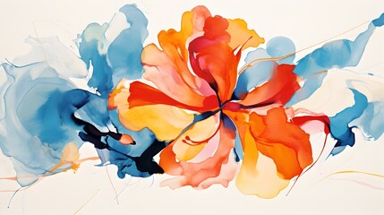 Vibrant Watercolor Abstraction of an Expressive Flower Bursting with Emotion and Color - obrazy, fototapety, plakaty