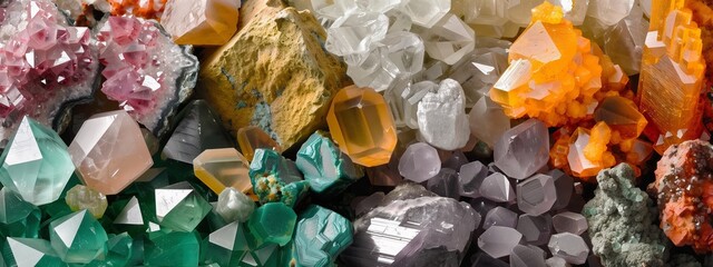 abstract background of An assortment of different crystals and minnerals