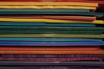 sandpaper sheets stacked in a rainbow of grits - obrazy, fototapety, plakaty