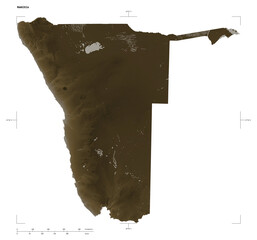Namibia shape isolated on white. Sepia elevation map © zelwanka