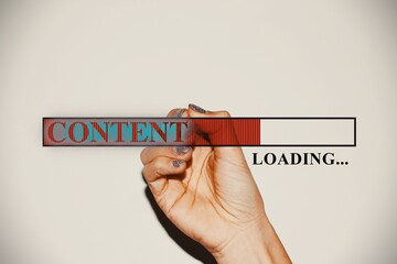 Hand drawing Content loading bar concept with marker on transparent wipe board.