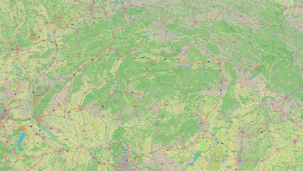 Slovakia outlined. OSM Topographic German style map