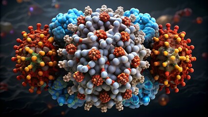 Intricate 3D Rendering of Enzyme Binding to Substrate: Unveiling Protein Structure Dynamics and Chemical Reactions - obrazy, fototapety, plakaty