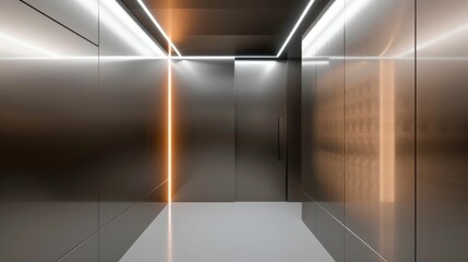 Elevator Interior with Ambient Lighting. Generative ai