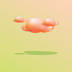 3d Clouds isolated on space gradient background