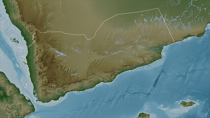 Yemen outlined. Pale elevation map © zelwanka