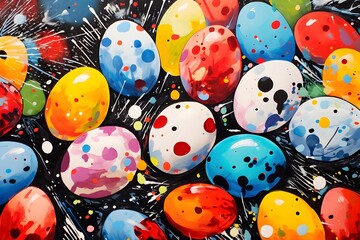 Vibrant Pop-Art Watercolor Easter Eggs Celebrating the Colors of Spring