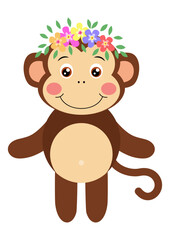 Obraz premium Adorable monkey with wreath floral on head