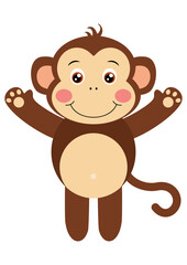 Cute happy monkey isolated on white