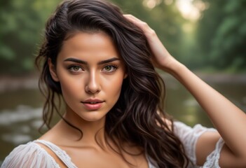 Fototapeta premium A Portrait Of Breathtakingly Gorgeous, Exotic, Beautiful Woman. 