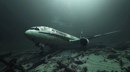 Aircraft floating on water is a rare event in aviation history - obrazy, fototapety, plakaty
