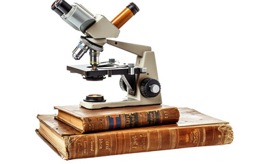 Books through the Microscope Lens isolated on transparent Background