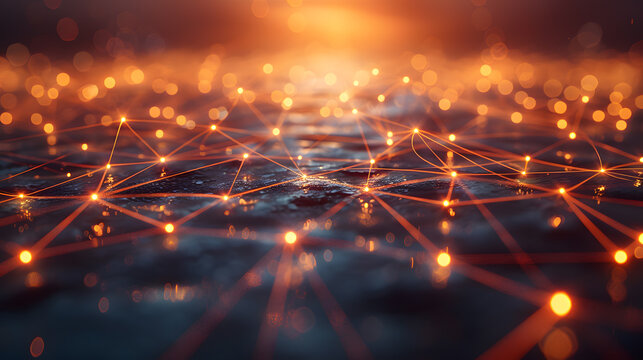communication world connected by copper lines concept