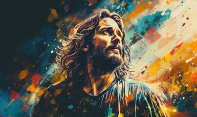 Contemporary artwork capturing Jesus, illustrating themes of Easter, resurrection, and spiritual rebirth