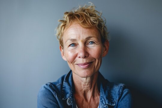 Portrait of a senior woman smiling at the camera with copy space