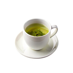 Cup of green tea isolated on transparent background.