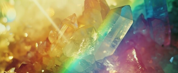 Geological Crystal Formations with Prism Light - obrazy, fototapety, plakaty