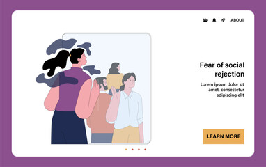 Fear of social rejection. Frightened young woman isolated from society