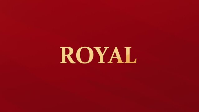 Royal golden lettering on red silky backdrop. 4K animation for presentation, celebrate, fashion event.