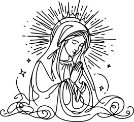 Virgin Mary doodle laser cutting engraving