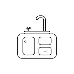 Washbasin editable vector linear icon. The concept of a logo of a furniture cabinet with a sink vector. Bathroom sink vector. Simple flat style shell vector.