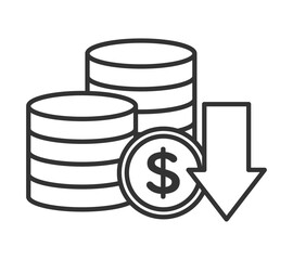 積み重なったコインのイラスト　下落