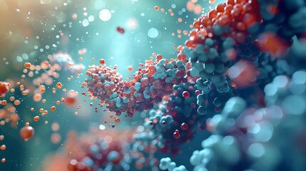 3D visualization of nanoparticles designed for targeted drug delivery being tested in a pharmaceutical research setting