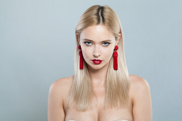 Perfect blonde model woman portrait. Facial treatment, cosmetology, skin care concept - 768593965